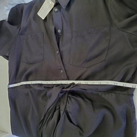 Asymmetric Tencel Shirt Dress with Pockets Size 20W Cinched Tie Front Office NEW - Picture 10 of 15